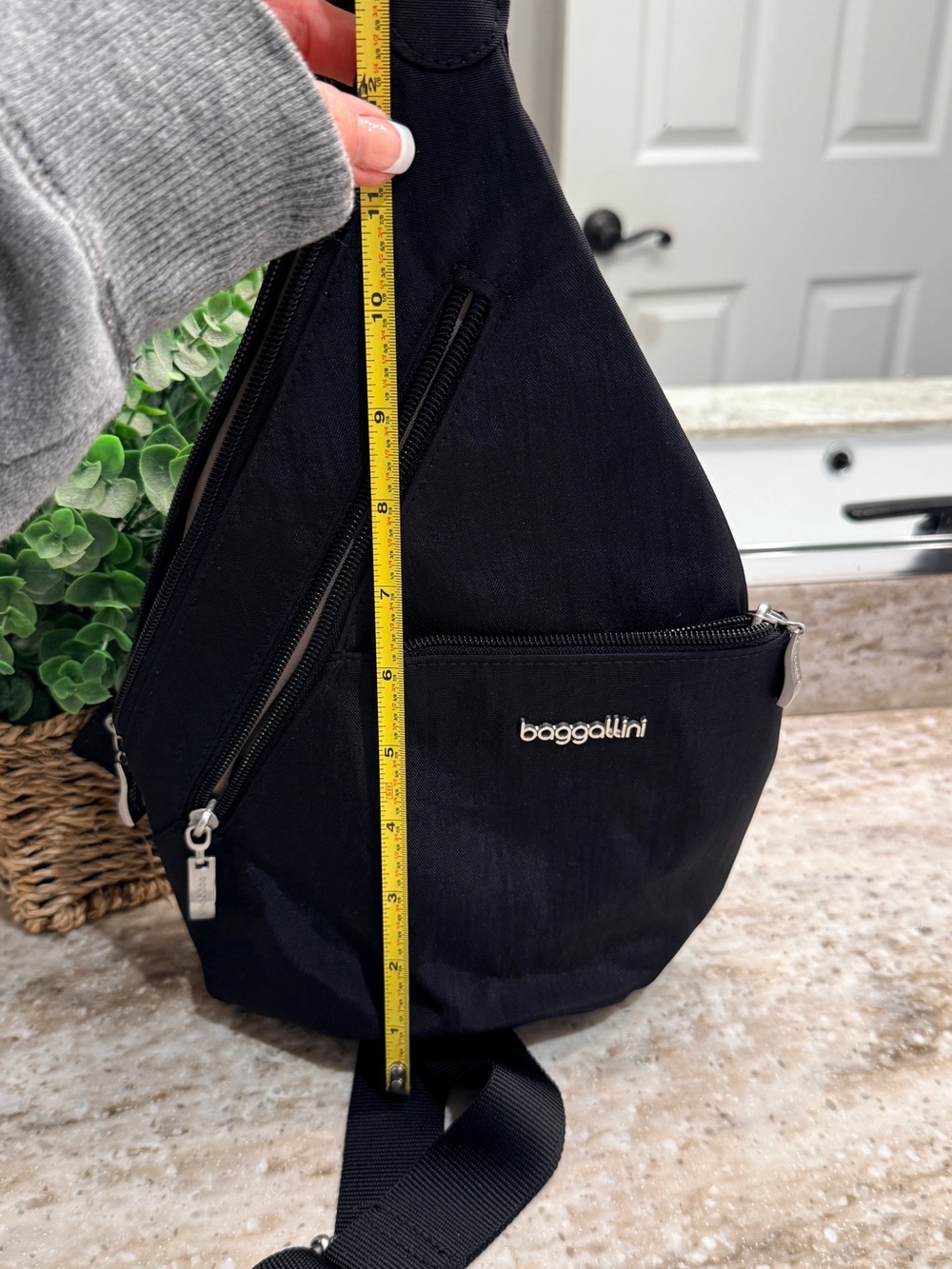 Baggallini Black Sling Belt Bag with Front Zip Pocket